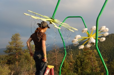 Setting up the MUFFFs - Musical Universe of Faux Fur Flowers, a sound-reactive art installation